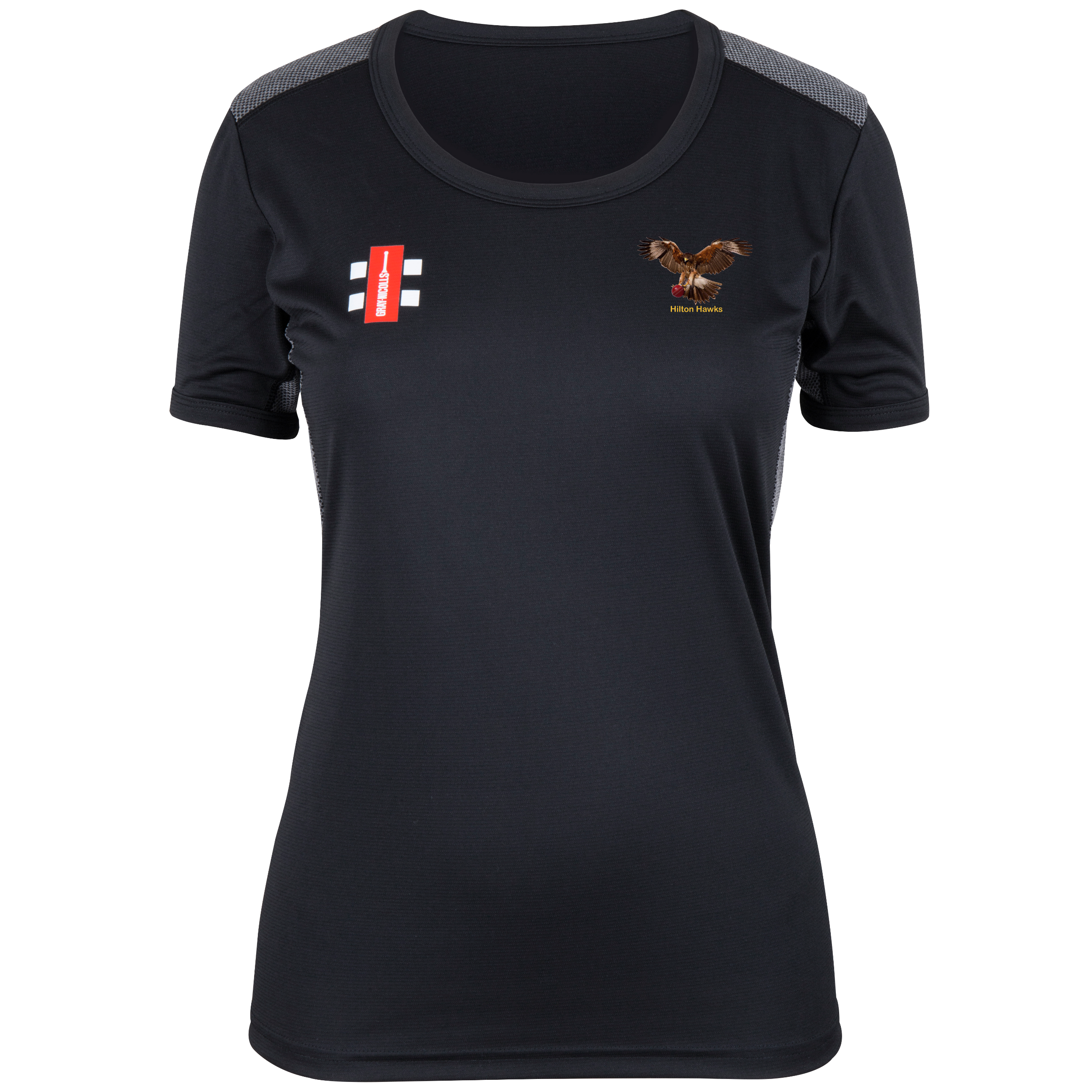 gray-nicolls-hilton-cricket-club-t-shirt-pro-performance-manica-corta-nera-donna image 1