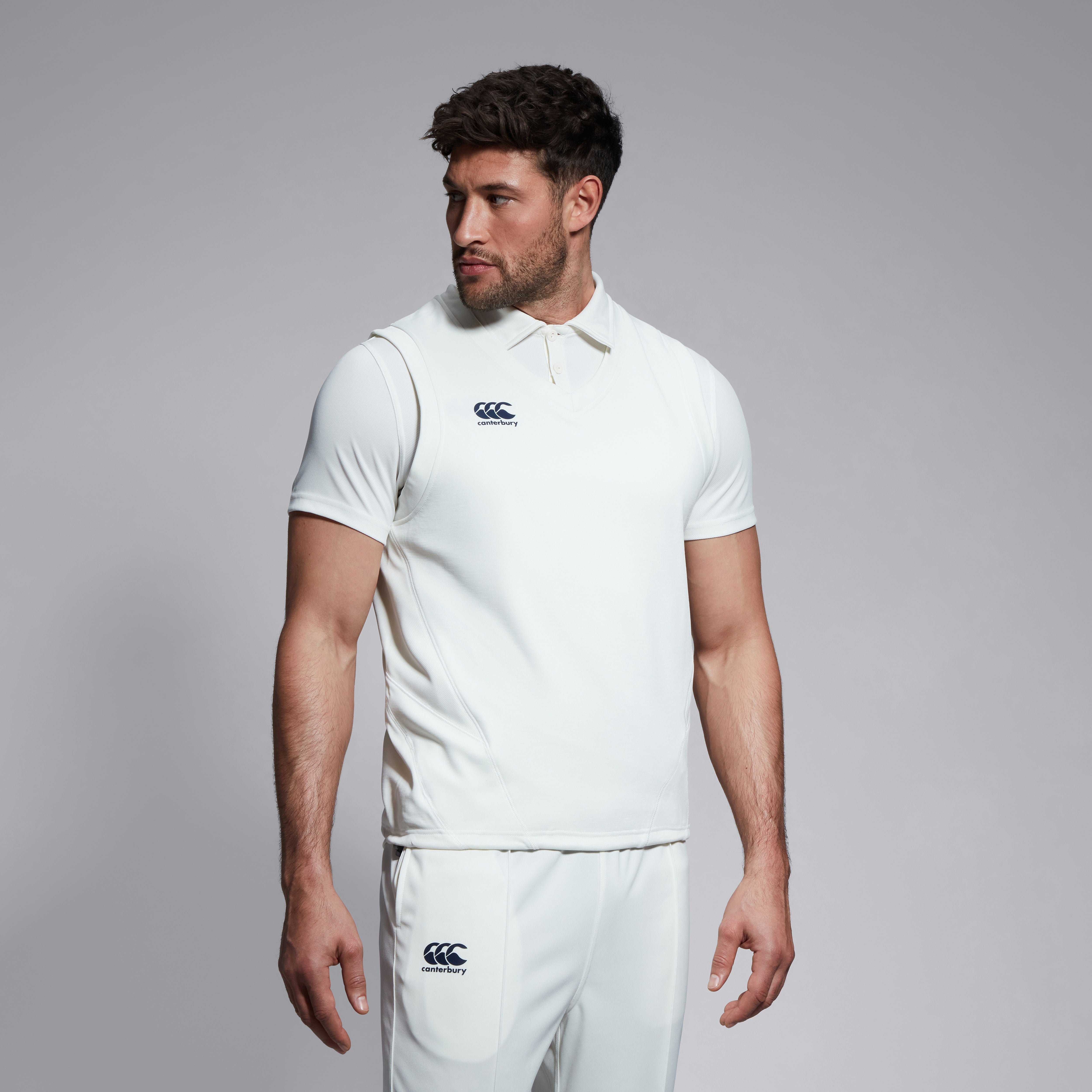 canterbury-mens-sleeveless-cricket-overshirt-cream-gilet-cricket-uomo-crema image 4