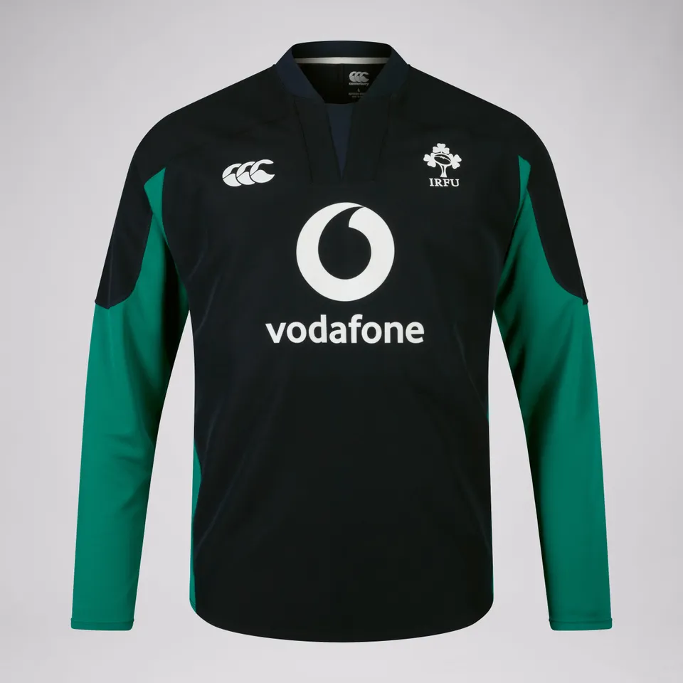 canterbury-ireland-tech-drill-top-uomo-felpa-training-nero-verde image 1