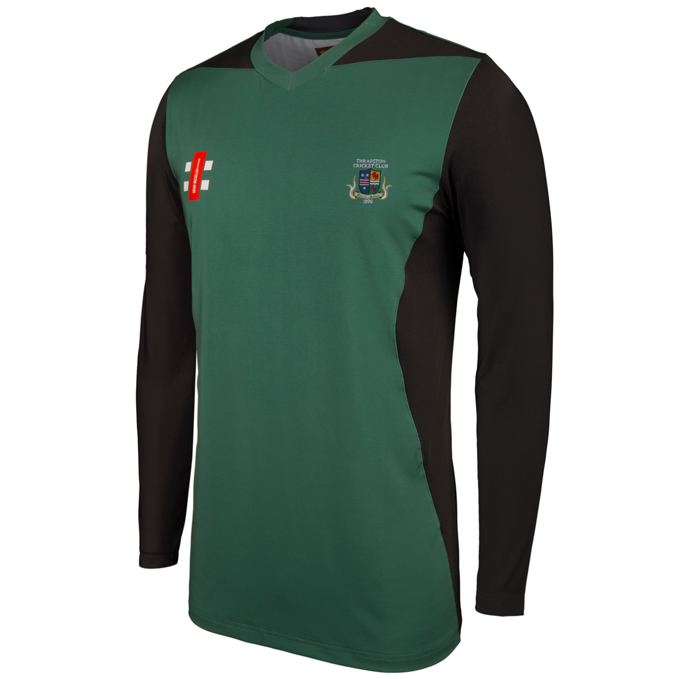 gray-nicolls-thrapston-cc-pro-performance-maglia-cricket-t20-manica-lunga-verde- image 1