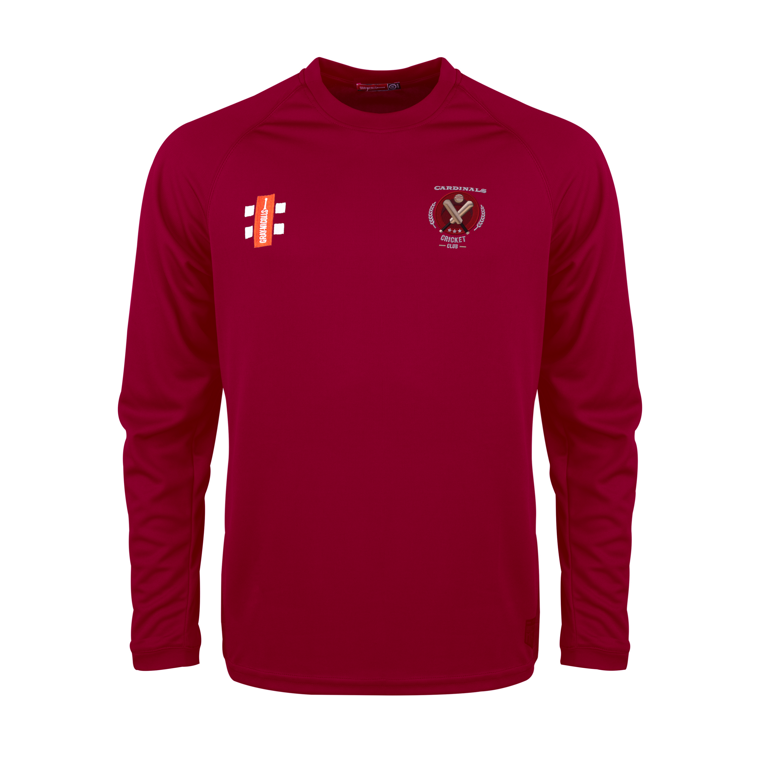 gray-nicolls-matrix-v2-t-shirt-cricket-manica-lunga-senior-crs-cardinals-cc-bord image 1