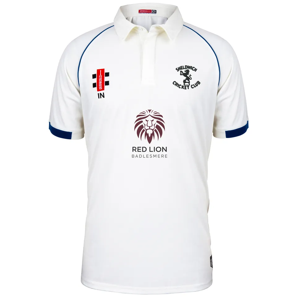 gray-nicolls-sheldwich-cc-junior-matrix-v2-maglia-s-s-avorio-navy image 1