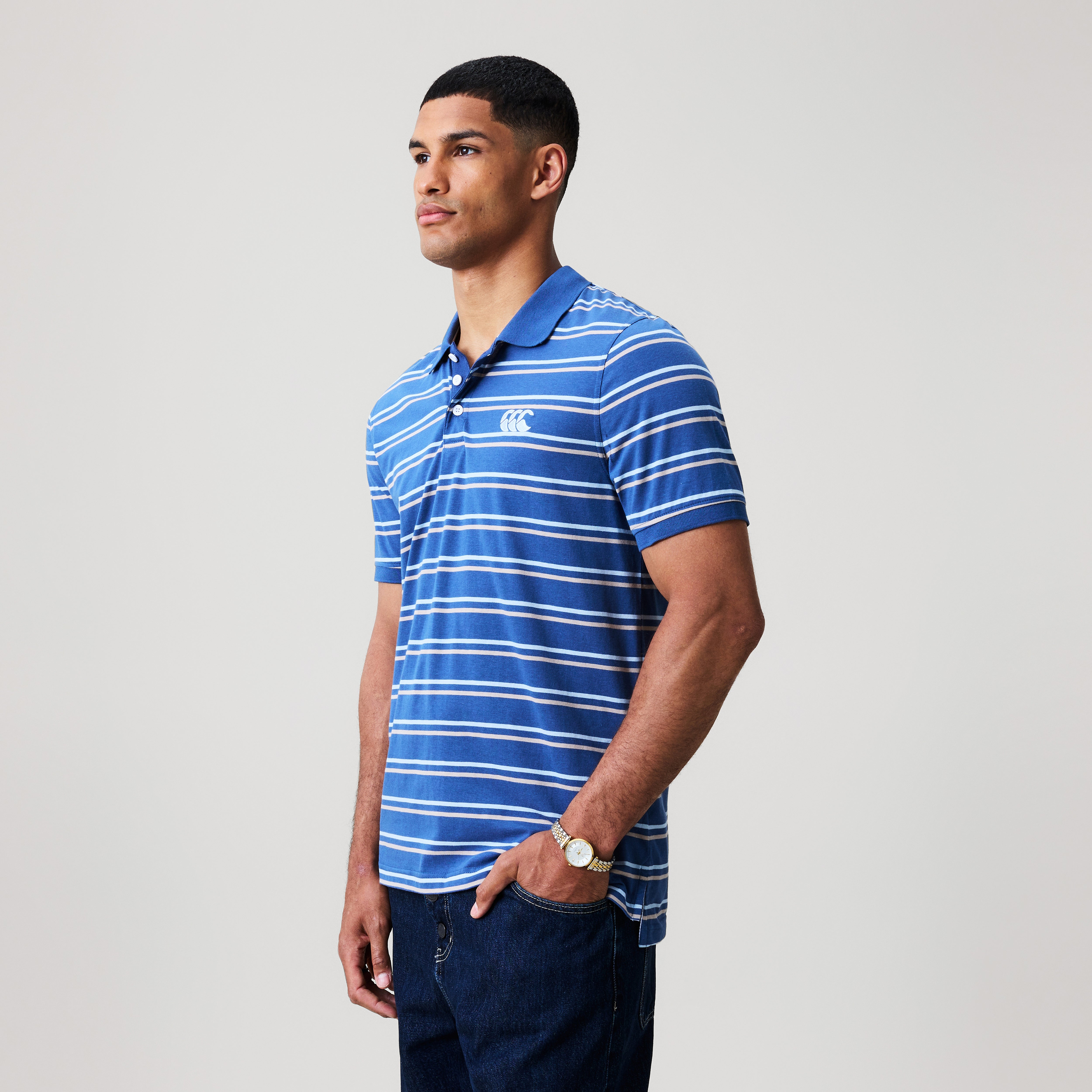 canterbury-club-yarn-dye-stripe-polo-uomo-nera-manica-corta image 2