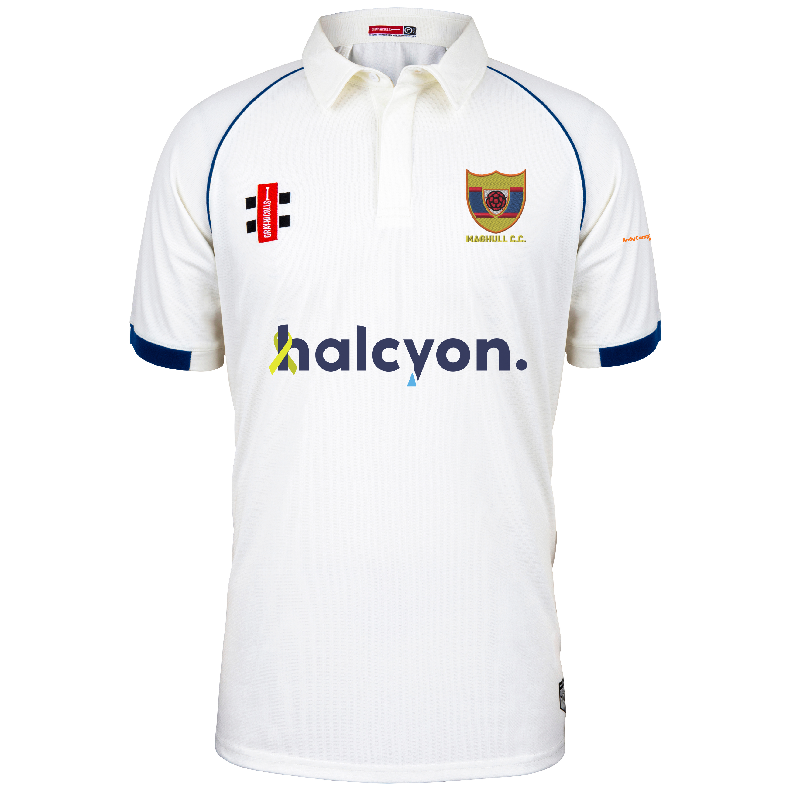 gray-nicolls-maghull-cc-matrix-v2-maglia-cricket-manica-corta-junior-ivory-navy image 1