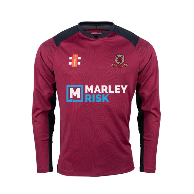 gray-nicolls-pro-performance-maglia-cricket-l-s-junior-ellesmere-maroon-black image 1