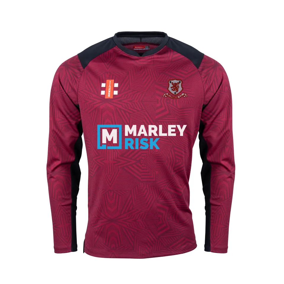 gray-nicolls-pro-performance-maglia-cricket-l-s-junior-ellesmere-maroon-black image 1
