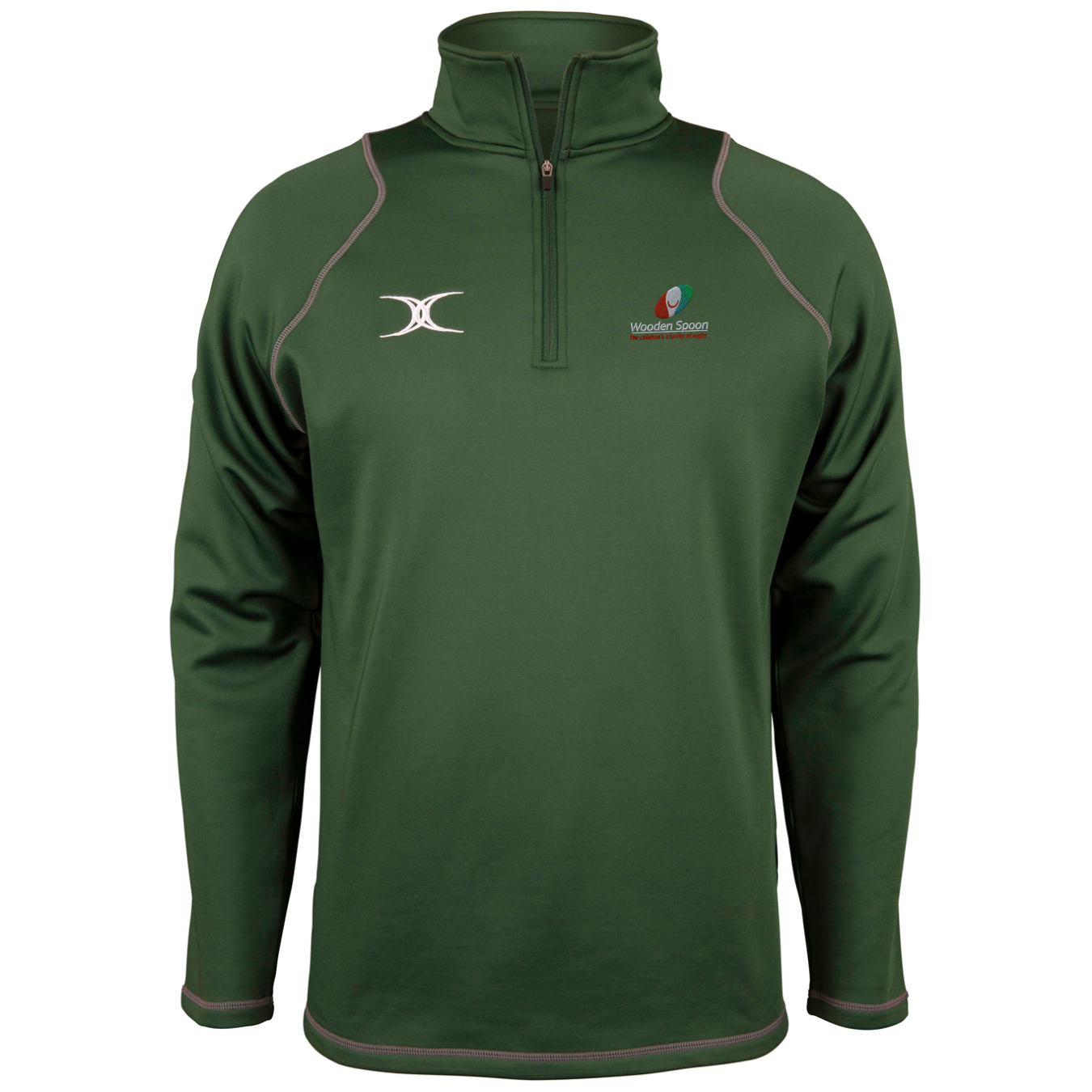 gilbert-rugby-wooden-spoon-senior-quest-pile-1-4-zip-verde-uomo image 1