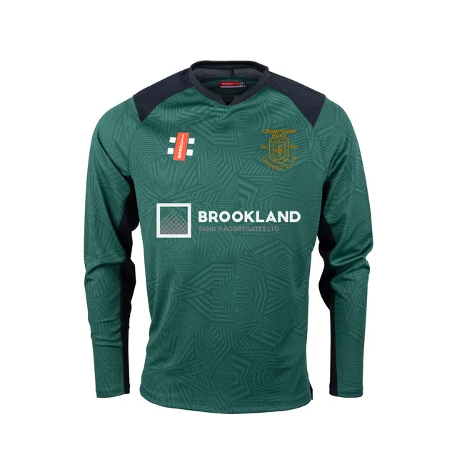 gray-nicolls-grampound-road-cc-junior-pro-t20-maglia-cricket-manica-lunga-verde- image 1