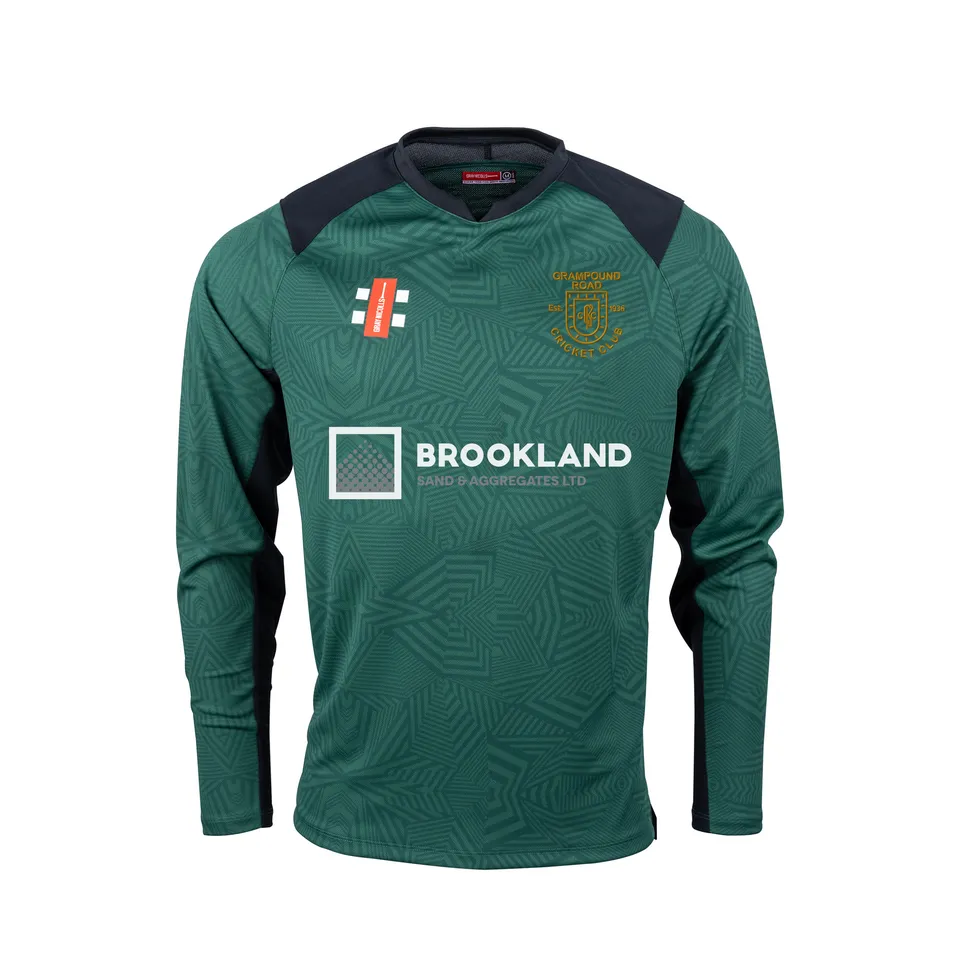 gray-nicolls-grampound-road-cc-junior-pro-t20-maglia-cricket-manica-lunga-verde- image 1