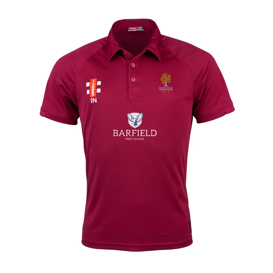 gray-nicolls-frensham-cc-junior-matrix-v2-polo-cricket-manica-corta-maroon image 1