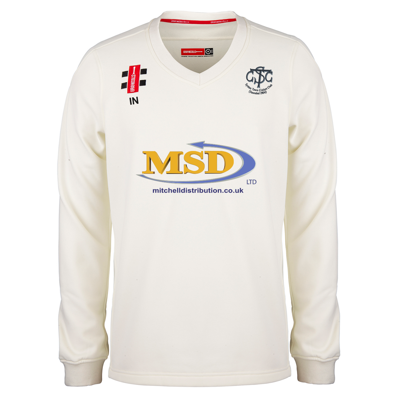 gray-nicolls-syston-town-cc-senior-pro-performance-maglione-da-match-avorio image 1