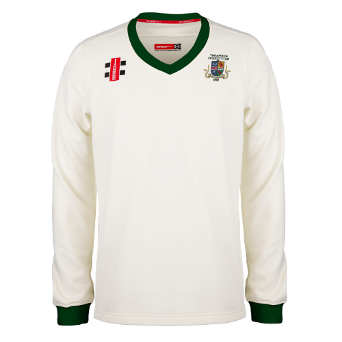 gray-nicolls-pro-performance-maglione-match-thrapston-cc-adulto-avorio-verde image 1