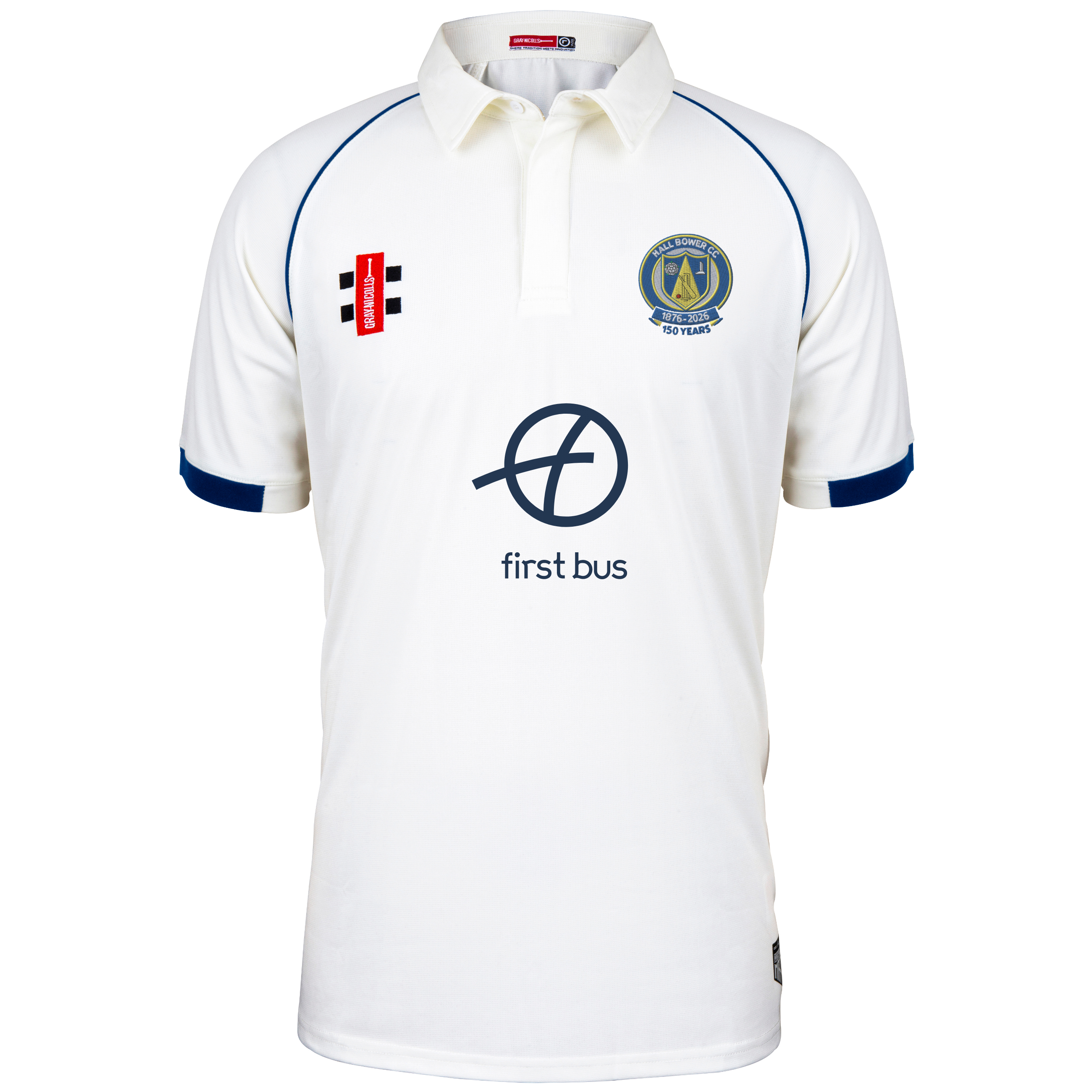 gray-nicolls-matrix-v2-maglia-cricket-manica-corta-junior-avorio-navy-hall-bower image 1