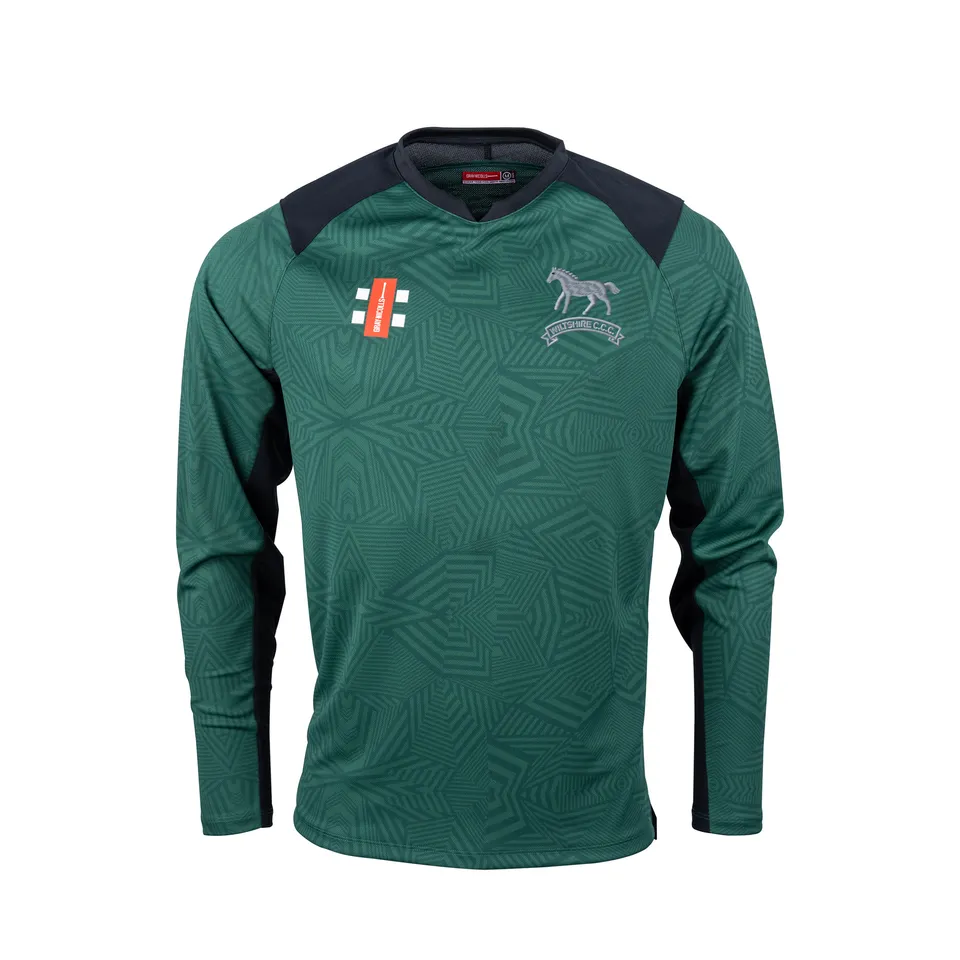 gray-nicolls-wiltshire-cricket-senior-pro-t20-maglia-manica-lunga-green-black image 1
