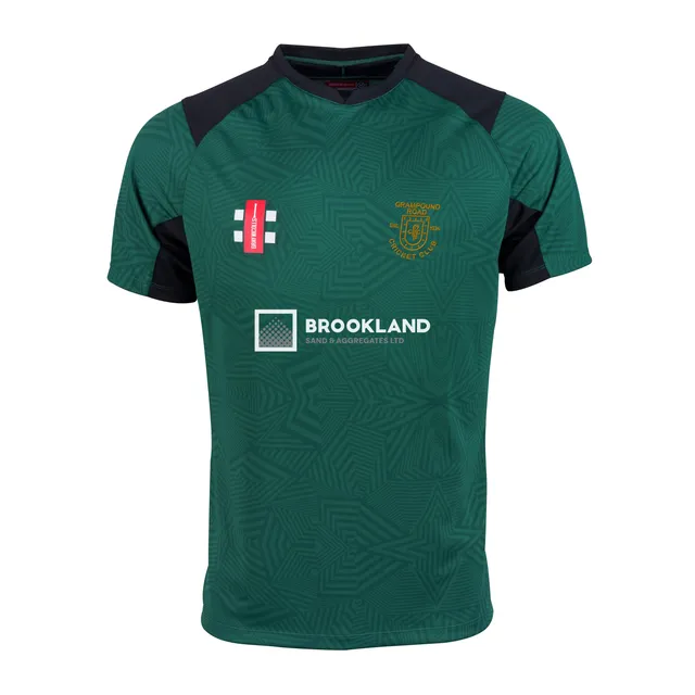 gray-nicolls-grampound-road-cc-pro-t20-maglia-gara-manica-corta-junior-verde-ner image 1