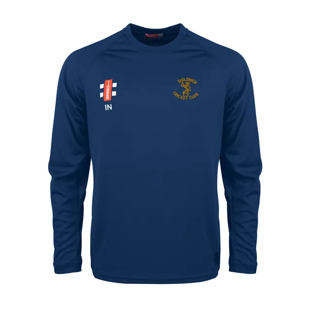 gray-nicolls-matrix-v2-t-shirt-cricket-manica-lunga-senior-sheldwich-cc-blu-navy image 1