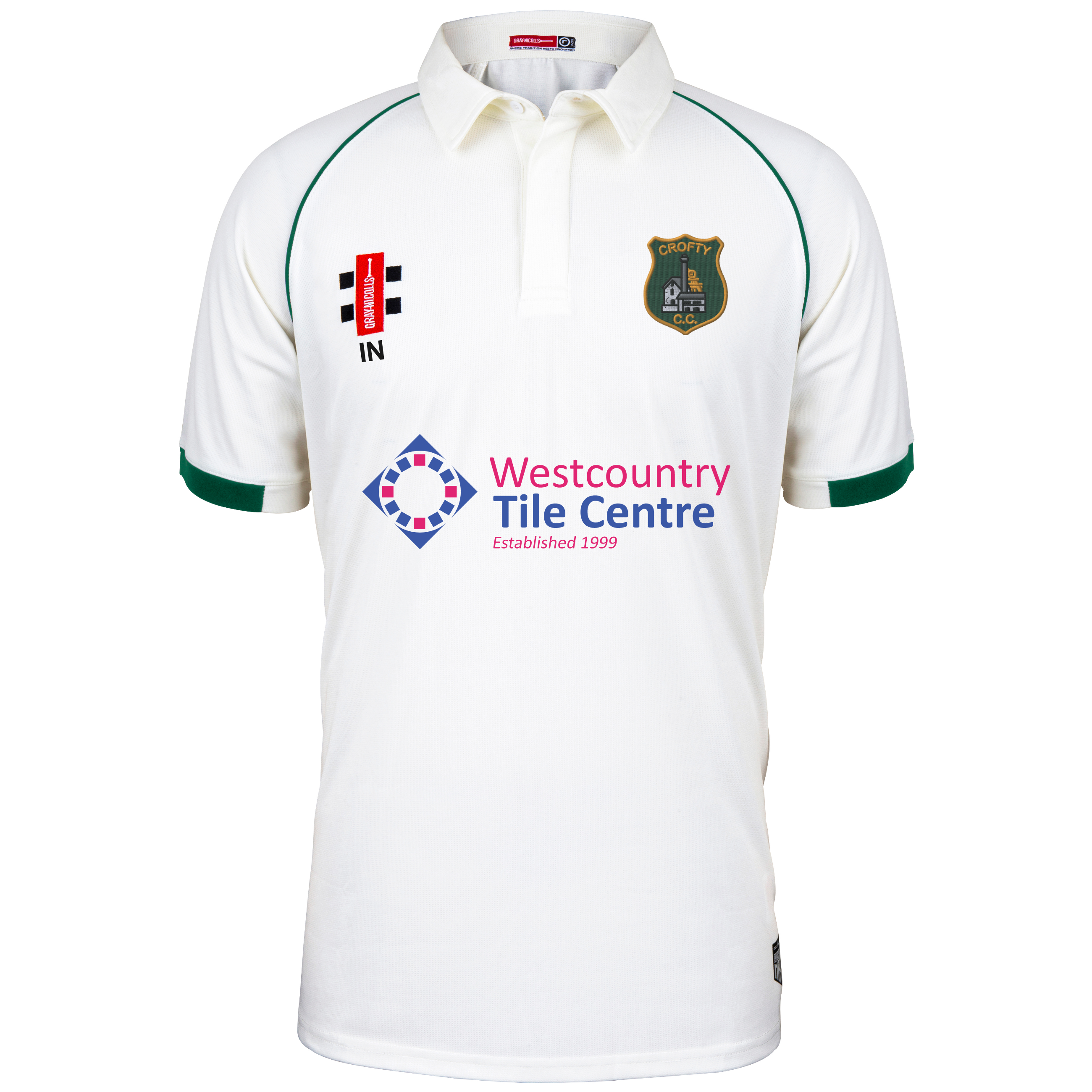 gray-nicolls-crofty-holman-cc-junior-maglia-matrix-v2-manica-corta-avorio-verde image 1