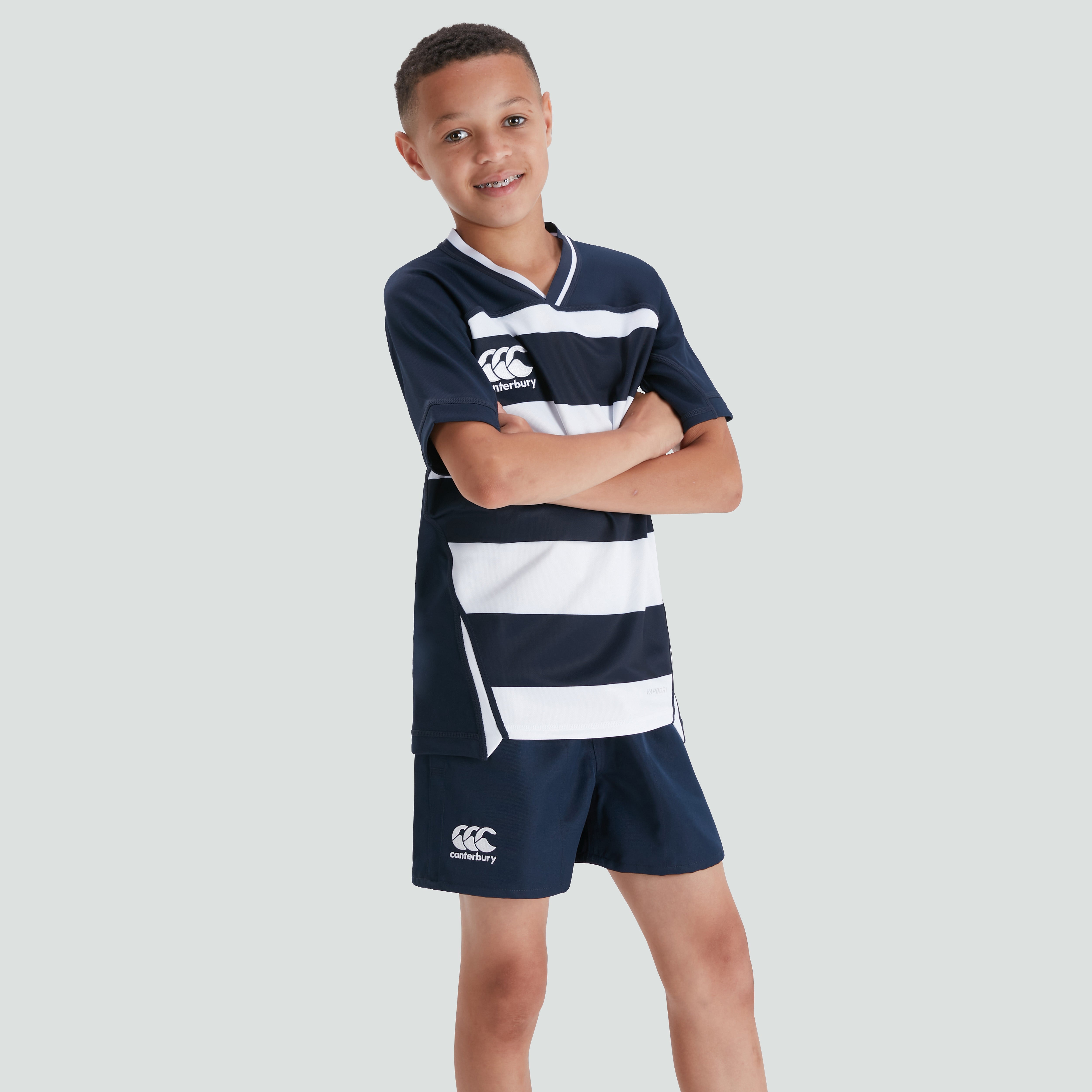 canterbury-vapodri-evader-hooped-maglia-rugby-junior-unisex-navy image 1