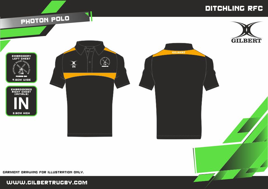 gilbert-rugby-ditchling-rfc-photon-polo-adulto-nero-oro image 2