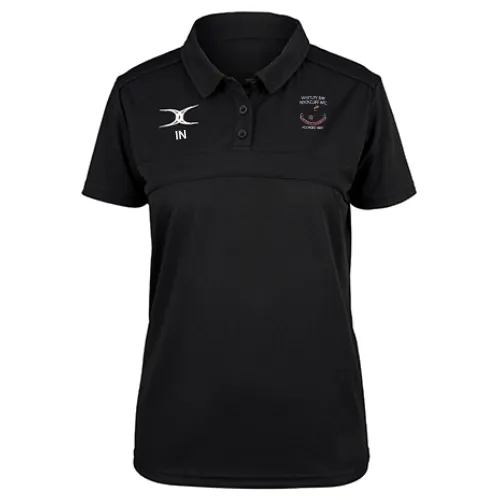 gilbert-rugby-whitley-bay-rockcliff-rfc-photon-ii-polo-donna-nera-manica-corta image 1