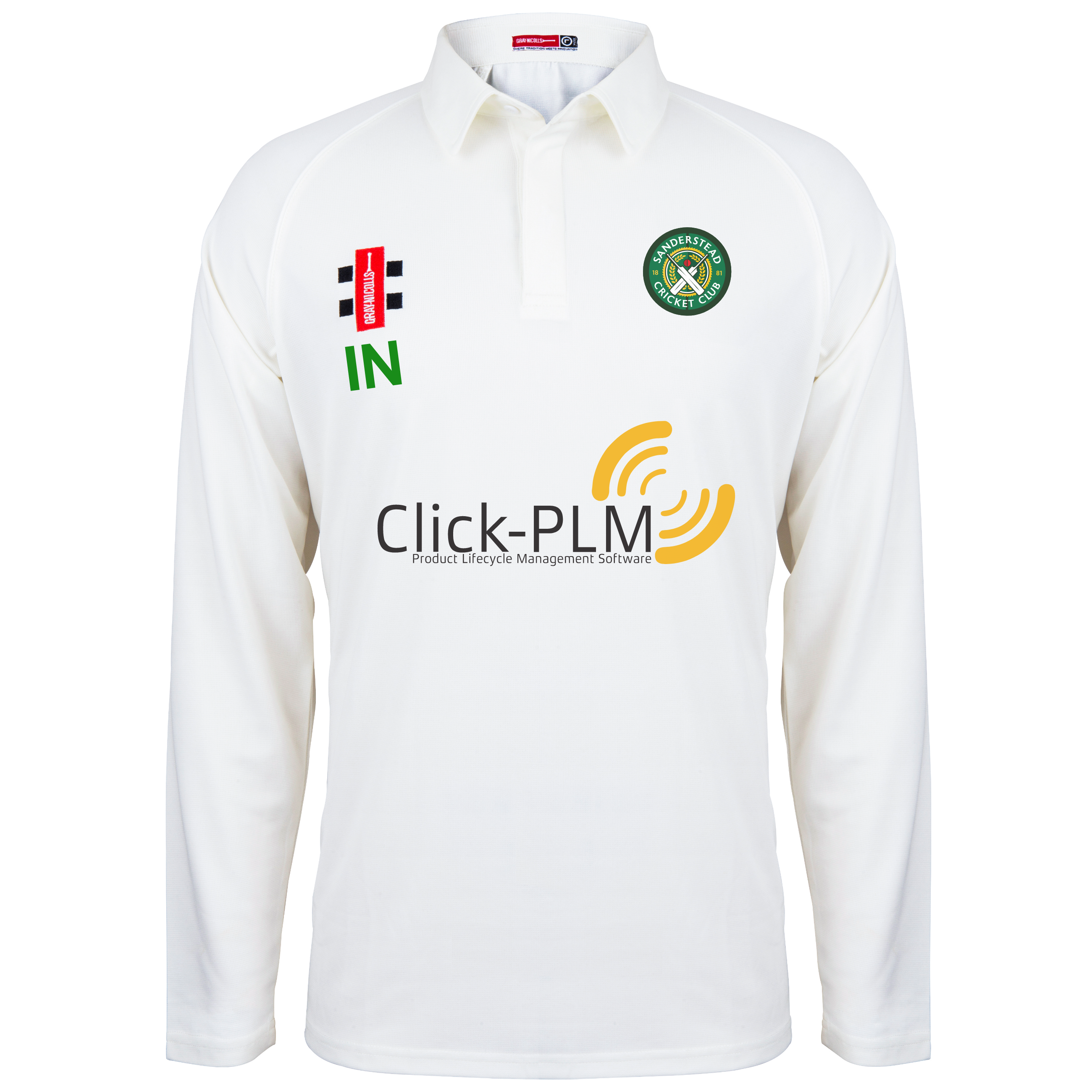 gray-nicolls-sanderstead-cc-junior-matrix-v2-camicia-cricket-manica-lunga-avorio image 1