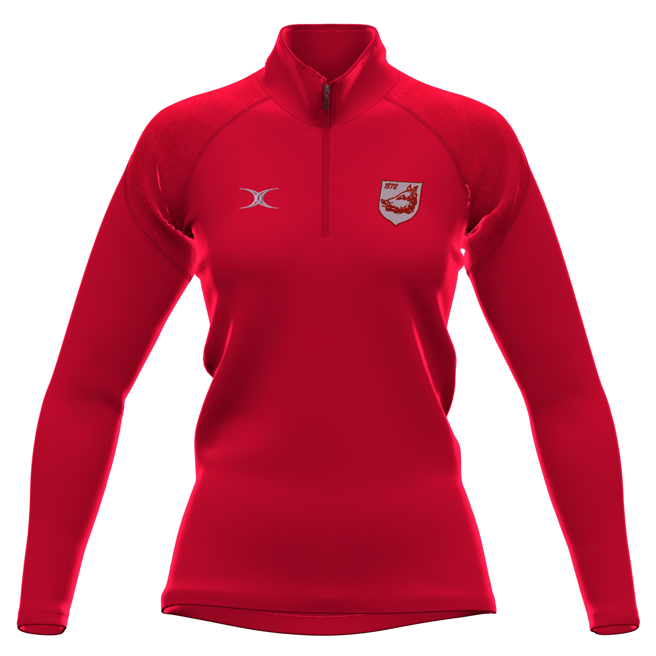 gilbert-rugby-bromsgrove-rfc-da-donna-rossa-felpa-pile-gts-1-4-zip image 1