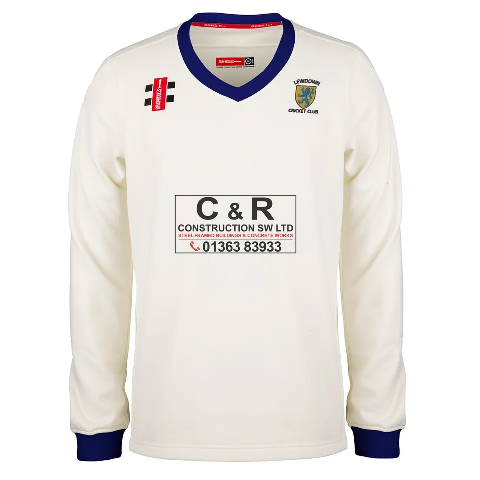 gray-nicolls-pro-performance-maglione-match-ivory-navy-lewdown-cricket-club-seni image 1