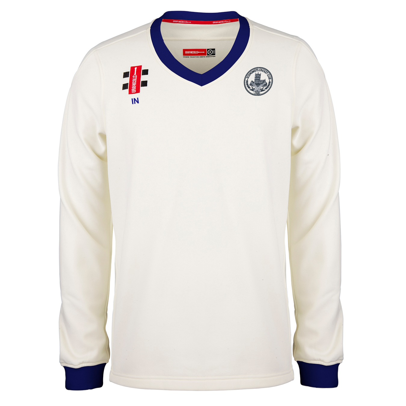 gray-nicolls-economists-cc-senior-pro-performance-maglione-match-avorio-blu-navy image 1
