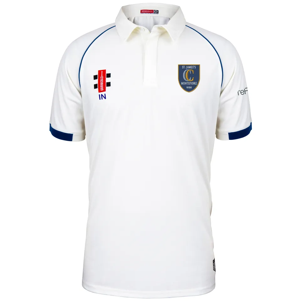 gray-nicolls-st-james-montefiore-junior-maglia-matrix-v2-manica-corta-avorio-nav image 1