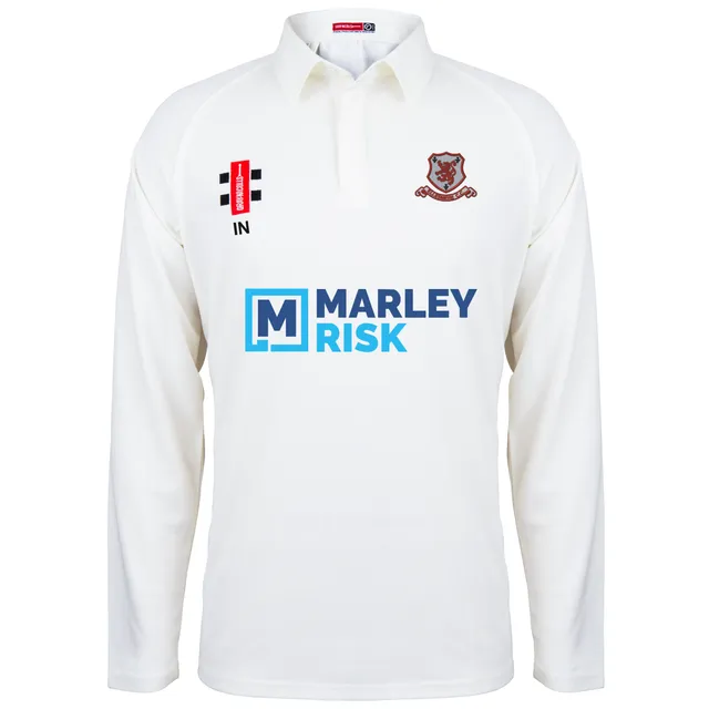 gray-nicolls-matrix-v2-maglia-cricket-l-s-junior-ellesmere-ivory-con-iniziali image 1