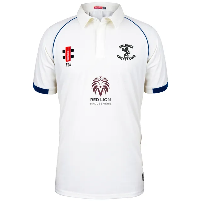 gray-nicolls-sheldwich-cc-matrix-v2-maglia-cricket-manica-corta-avorio-navy-seni image 1