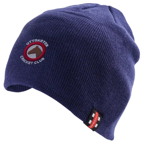 gray-nicolls-uttoxeter-cc-senior-beanie-hat-blu-navy-cappello-cricket image 1