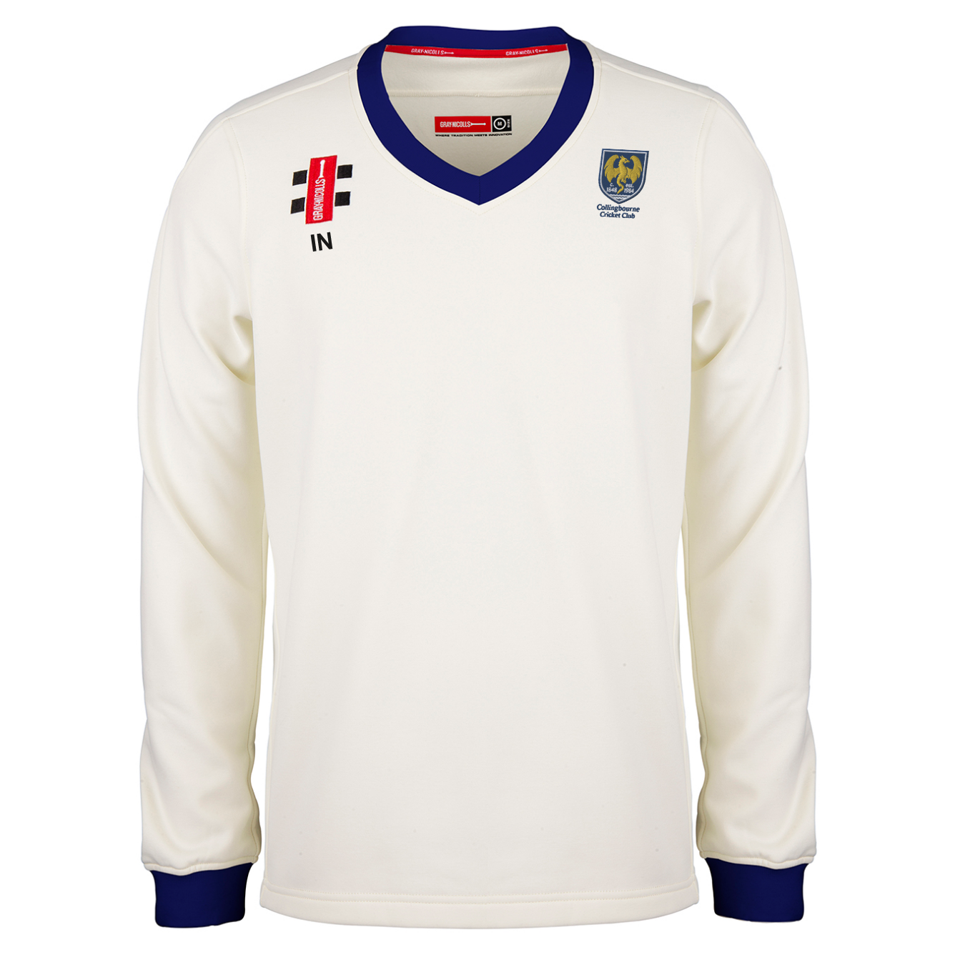 gray-nicolls-collingbourne-cc-junior-maglione-match-pro-performance-ivory-navy image 1