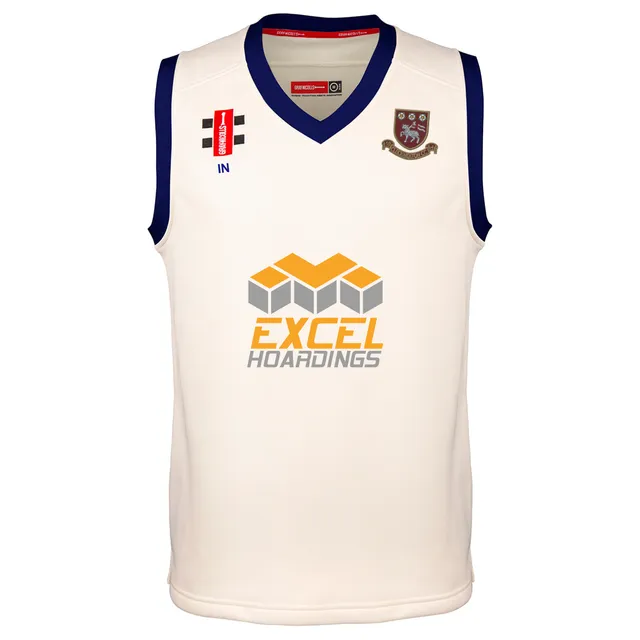 gray-nicolls-cleckheaton-cc-senior-pro-performance-slipover-cricket-avorio-navy image 1