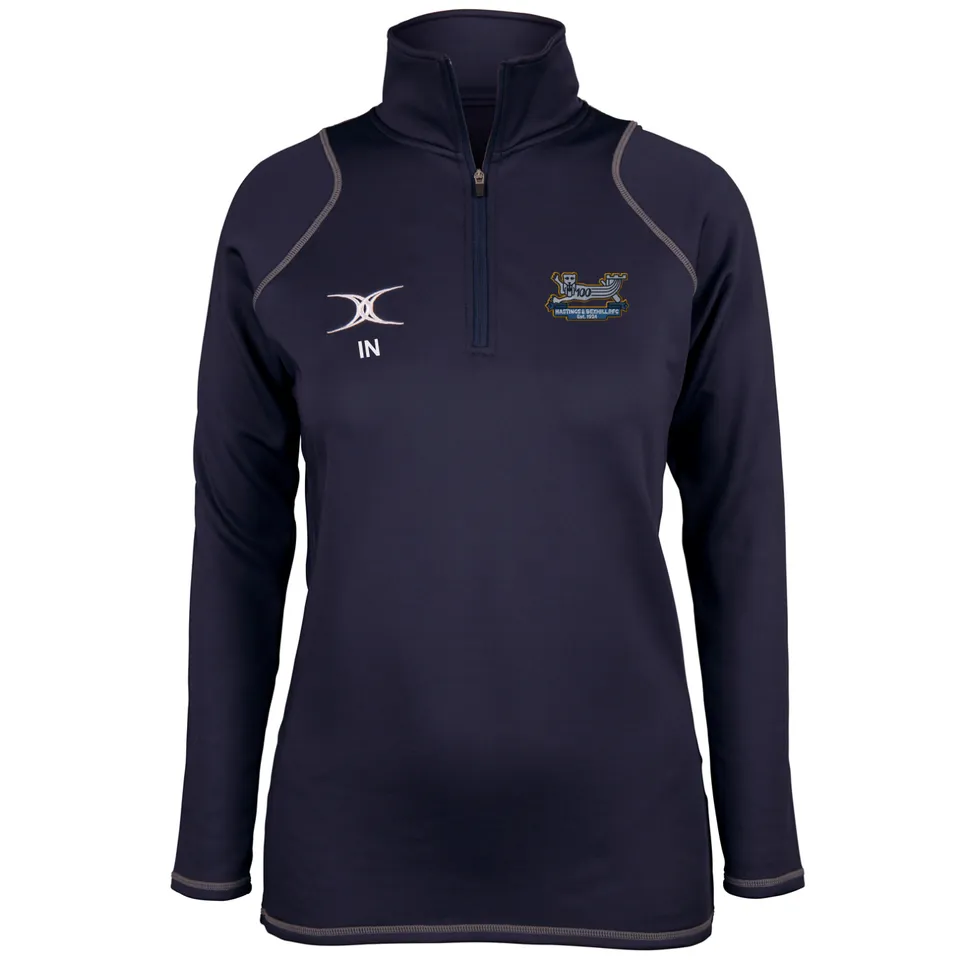 gilbert-rugby-hastings-bexhill-rfc-quest-pile-1-4-zip-donna-blu-navy image 1