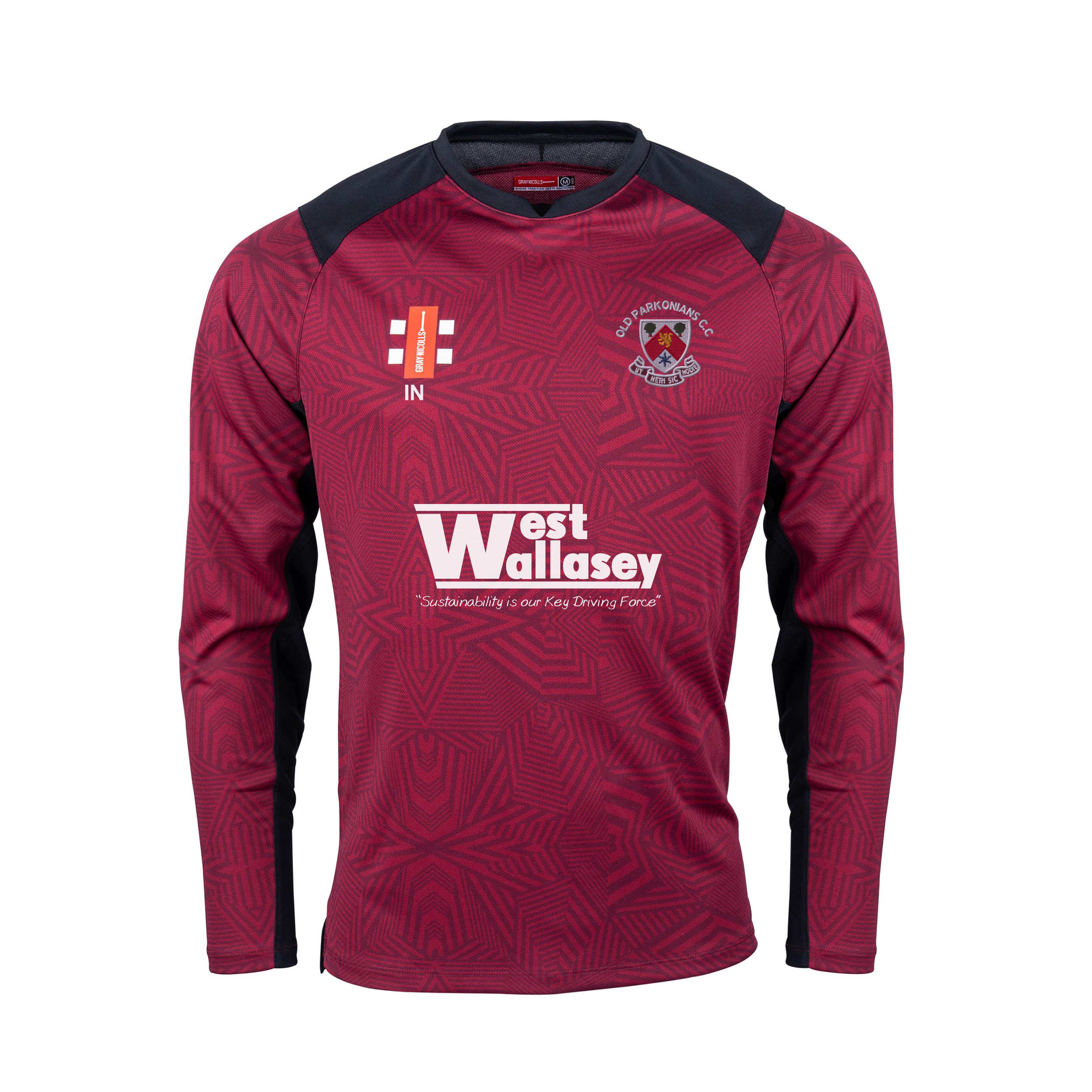 gray-nicolls-pro-t20-maglia-manica-lunga-senior-old-parkonians-cc-bordeaux-nero image 1