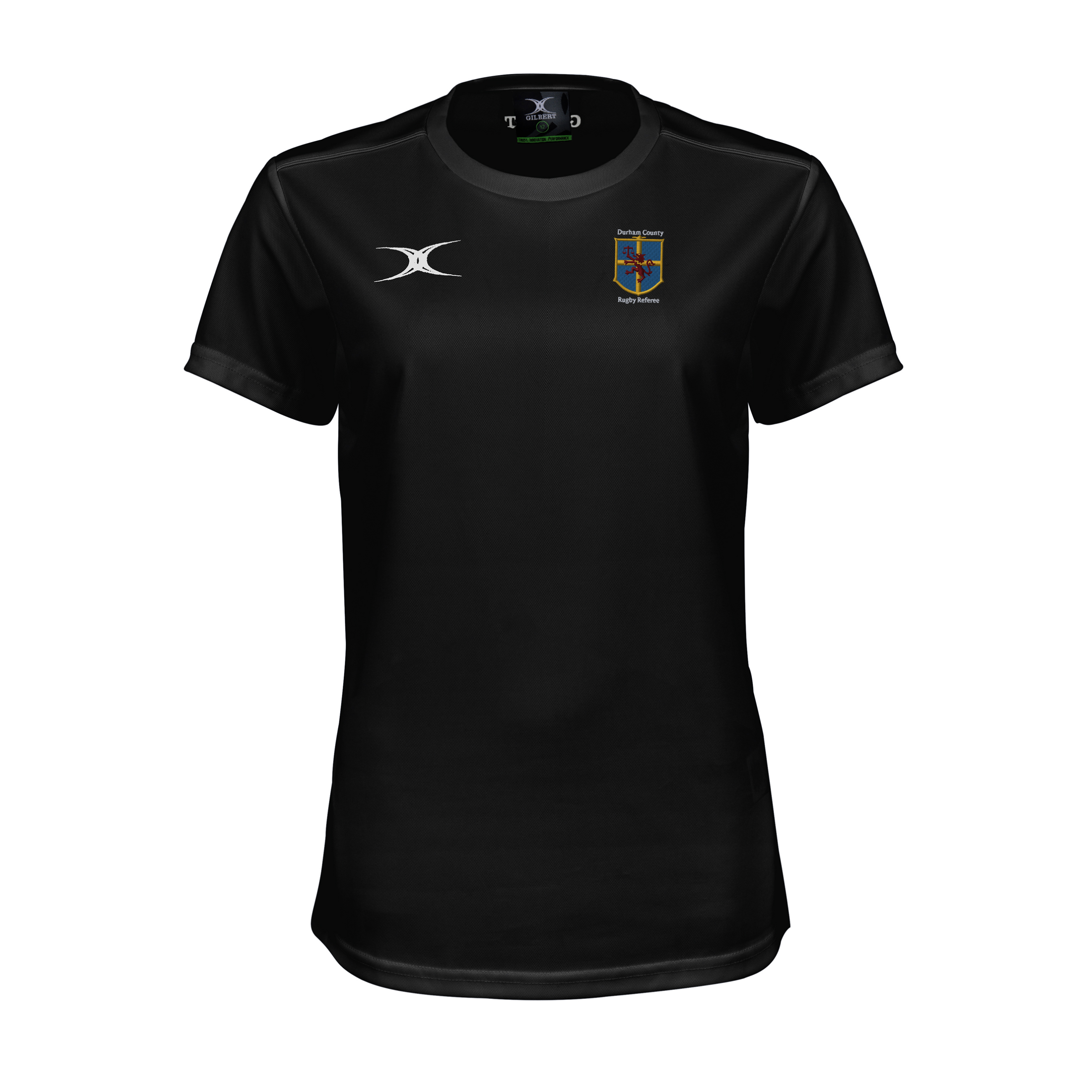 gilbert-rugby-durham-county-referee-photon-ii-t-shirt-donna-nero-manica-corta image 1