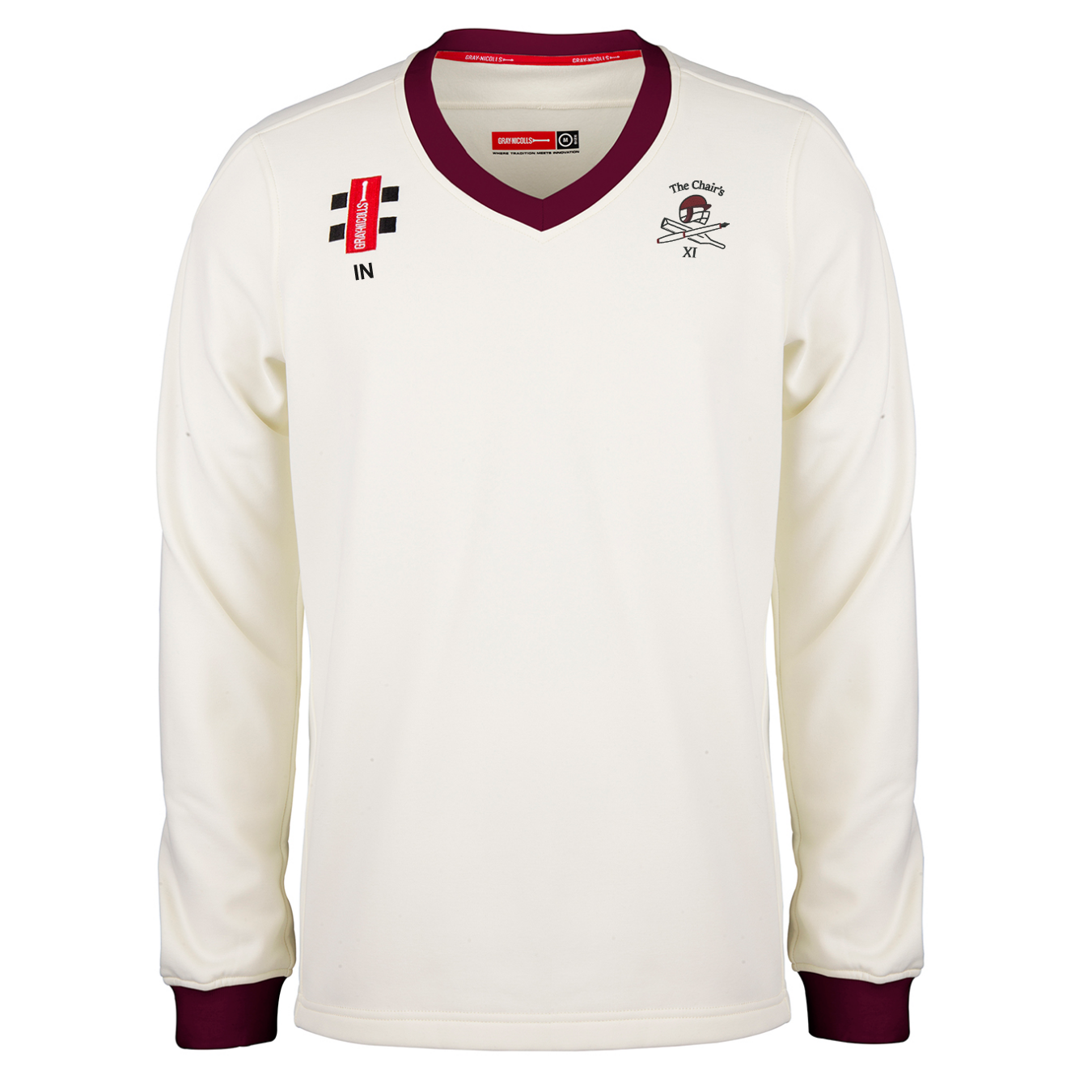 gray-nicolls-pro-performance-maglione-cricket-match-senior-the-chairs-xi-avorio- image 1