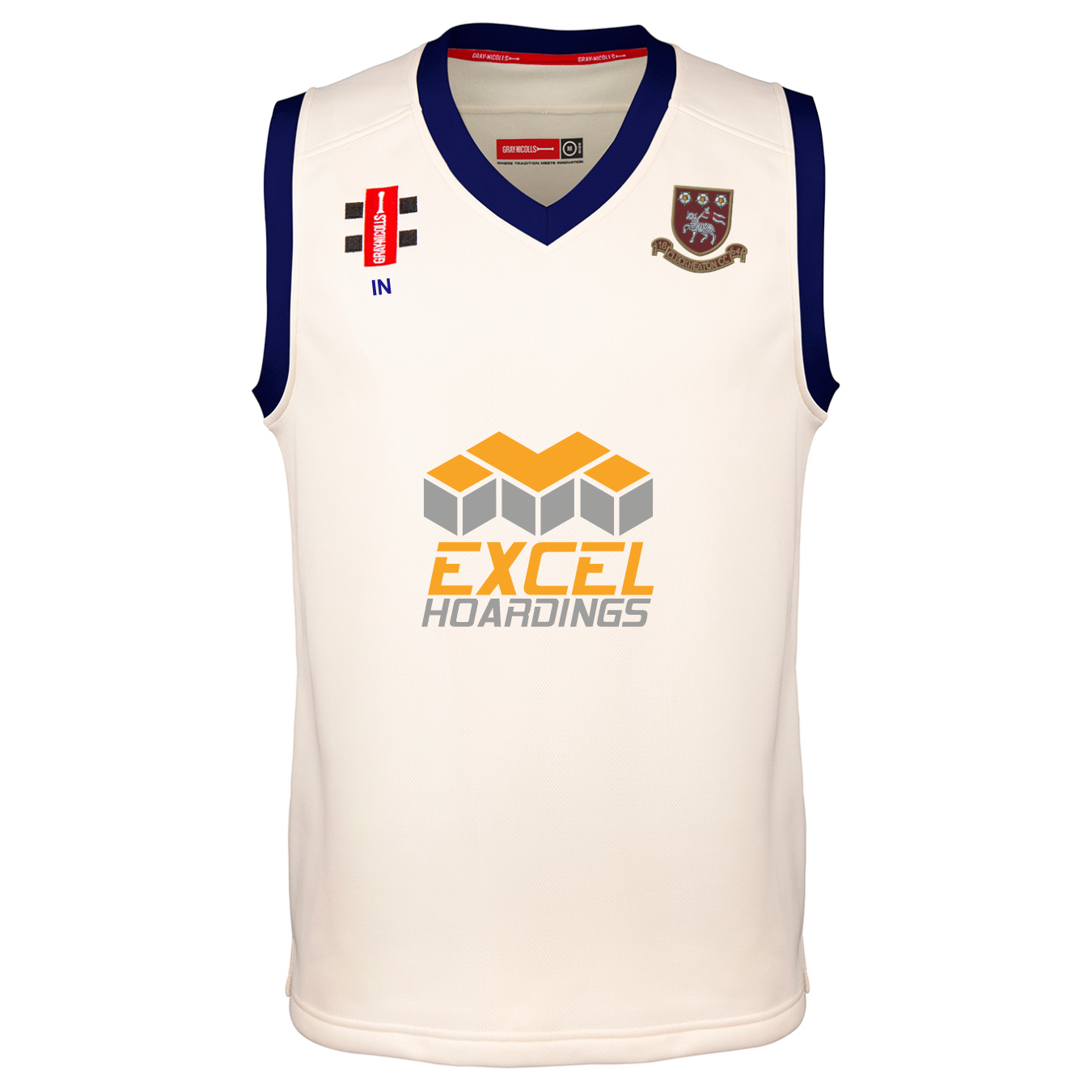 gray-nicolls-cleckheaton-cc-senior-pro-performance-slipover-cricket-avorio-navy image 1