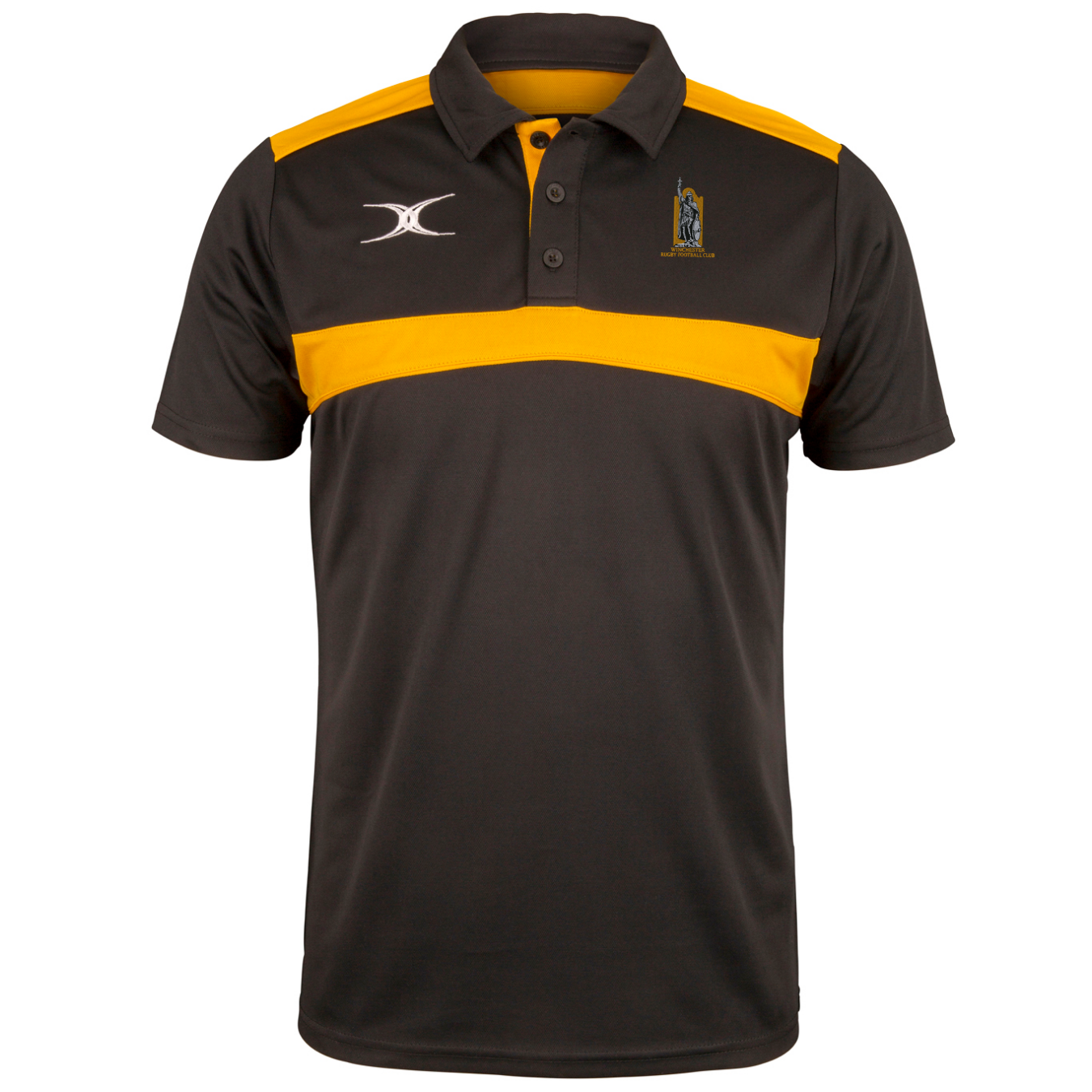 gilbert-rugby-winchester-rfc-photon-polo-junior-bambino-nero-oro image 1