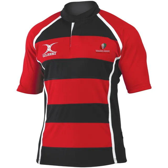 gilbert-rugby-wooden-spoon-senior-xact-ii-hooped-shirt-red-black image 1