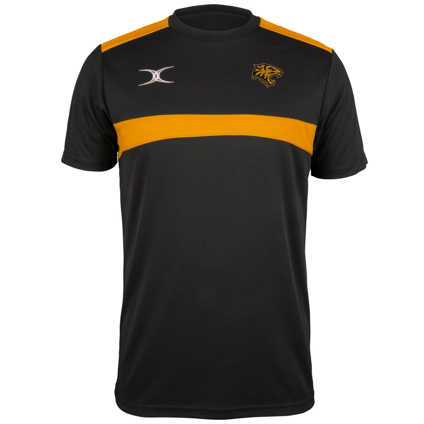gilbert-rugby-ely-tigers-rfc-t-shirt-photon-uomo-nero-oro image 1