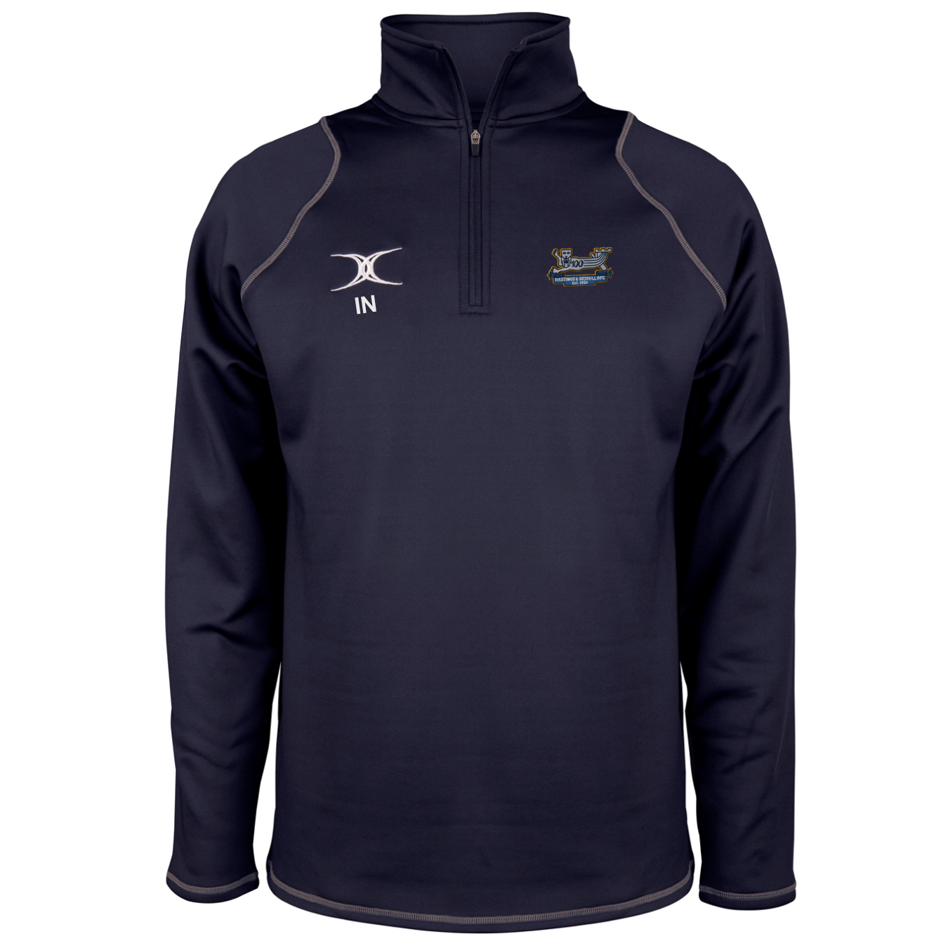 gilbert-rugby-quest-pile-1-4-zip-hastings-bexhill-rfc-adulto-blu-navy image 1