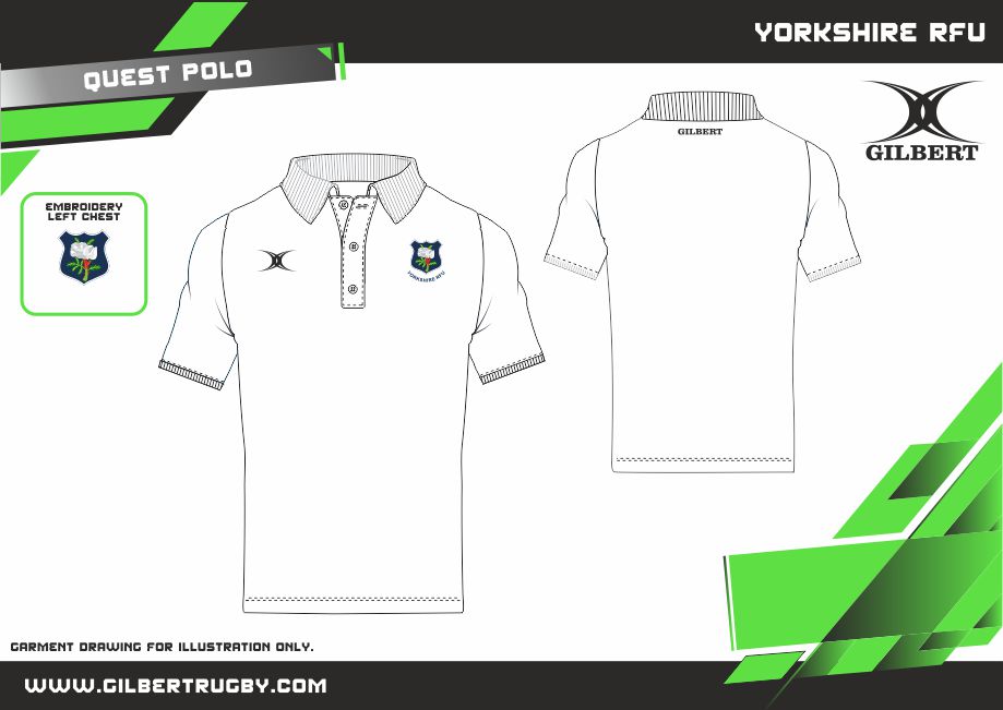 gilbert-rugby-quest-polo-supporters-adulto-yorkshire-rfu-bianco image 2