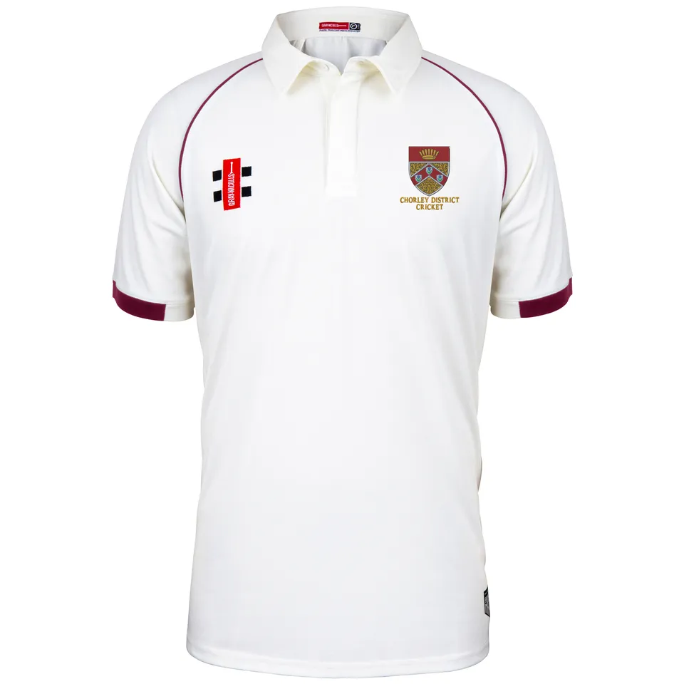 gray-nicolls-chorley-district-cc-junior-matrix-v2-maglia-s-s-avorio-bordeaux image 1
