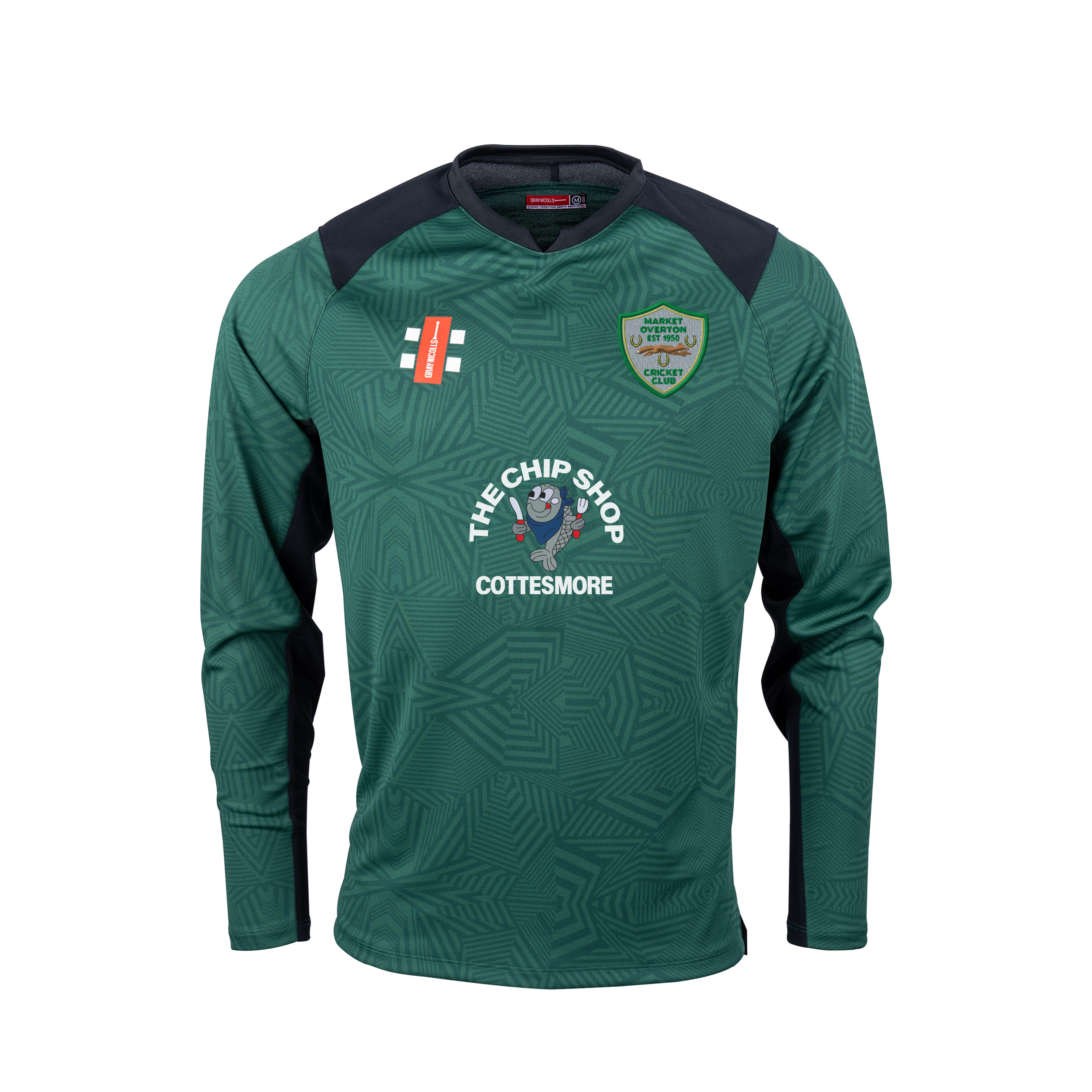 gray-nicolls-market-overton-cc-maglia-match-junior-pro-t20-manica-lunga-verde-ne image 1
